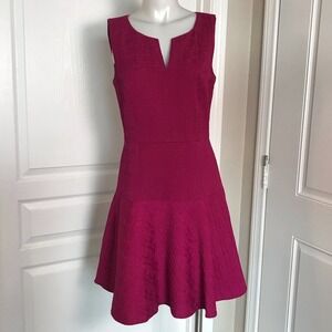 ANN TAYLOR MAGENTA SLEEVELESS DROP WAIST DRESS